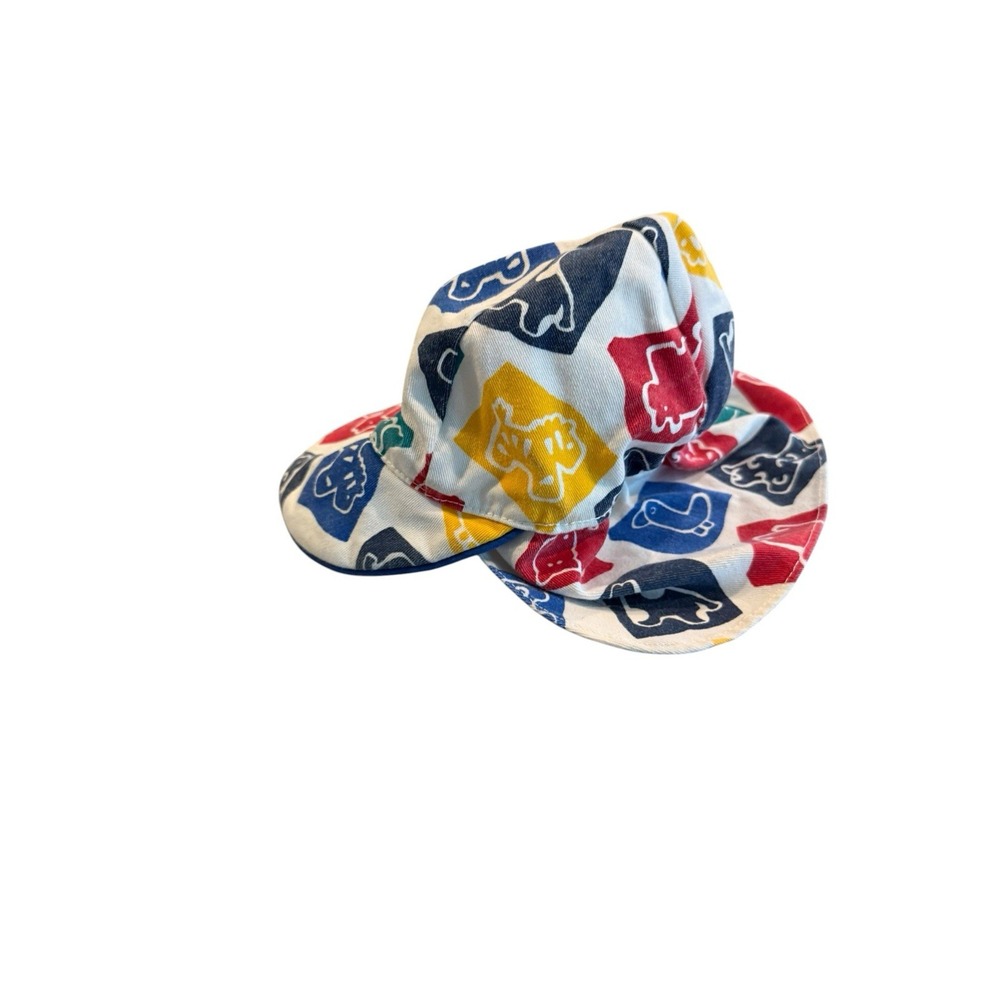 Vintage 90s Primary Color block Bucket Sun Beach Hat Toddler Zoo Animals - Picture 4 of 5